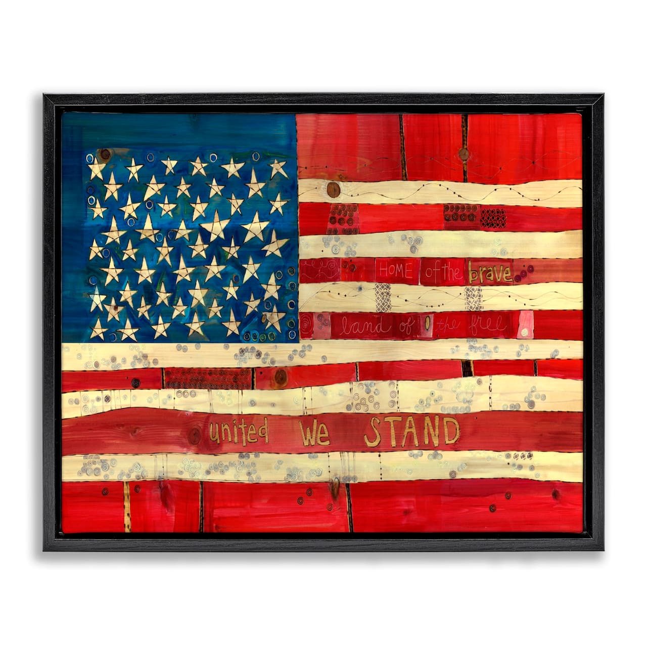 Stupell Industries United We Stand Independence Day Festive American Flag Floater Framed Art